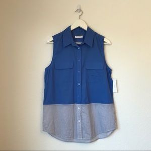 NWT Equipment Femme Blue Striped Button Down M